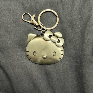 Hello Kitty Metallic Silver Tone Keychain Kawaii Y2K Fashion Keyring